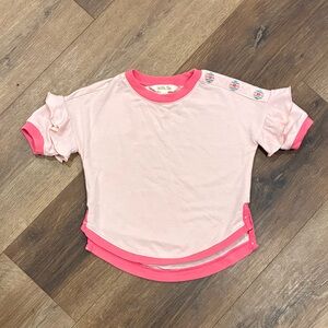Matilda Jane With Love Dolphin Hem Pink Top Shirt Blouse Wildflowers Ruffle 2T